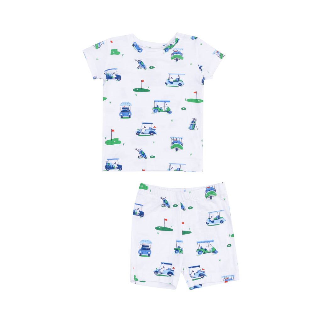 Angel Dear Girls Boys Infants Toddlers Kids Short Pajamas Golf Carts Green Bags Clubs Sports Bamboo The Plaid Giraffe Children's Boutique