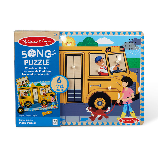 Melissa & Doug Girls Boys Infants Toddlers Kids Wooden Puzzle Sound Wheels On The Bus Songs Learning The Plaid Giraffe Children's Boutique