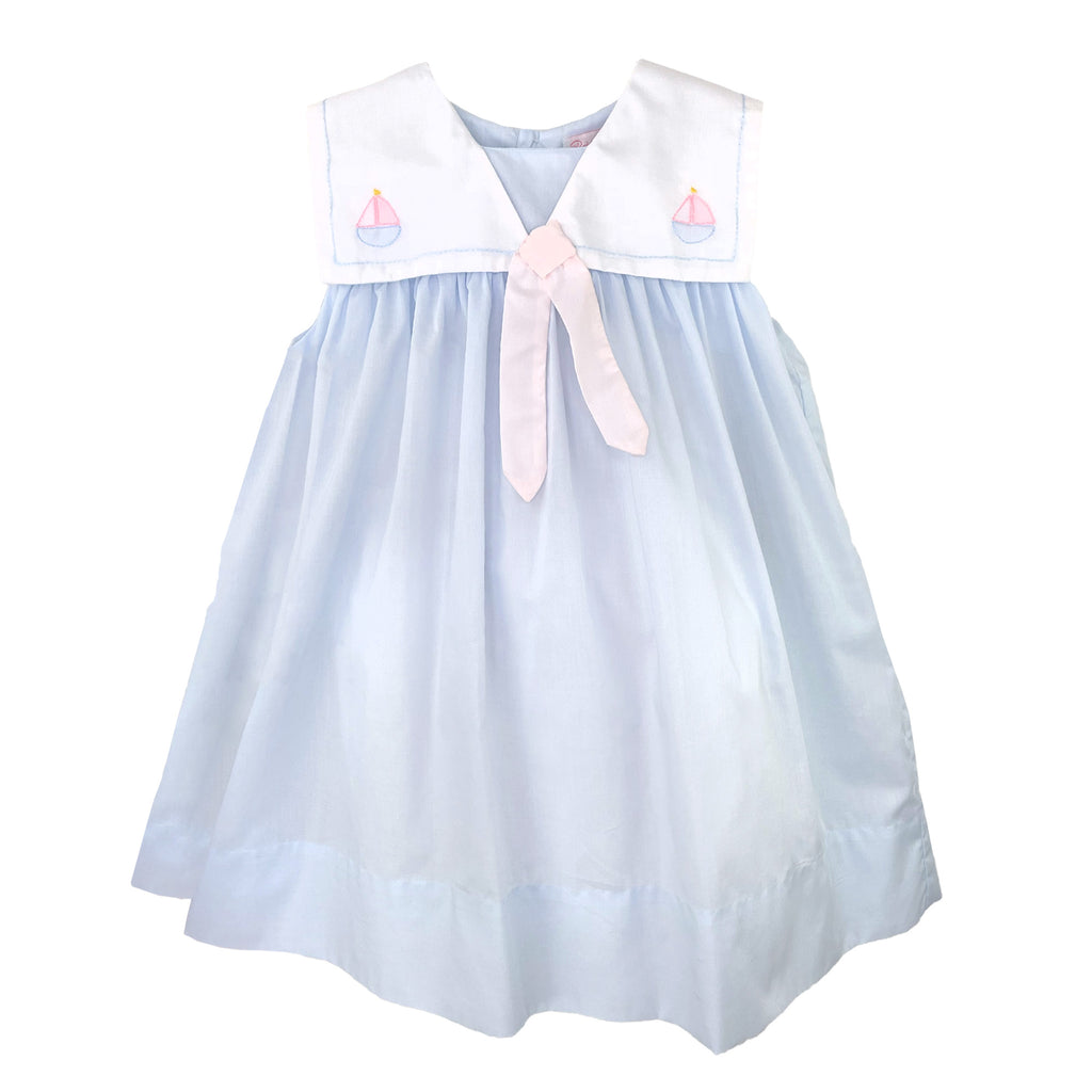 Petit Ami Girls Boys Infants Toddlers Kids Sailor Dress Sailboats The Plaid Giraffe Childrens Boutique