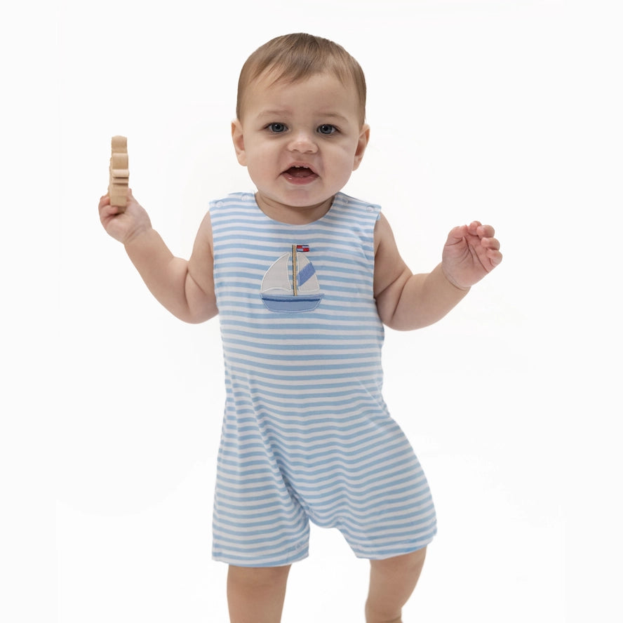 Angel Dear Boys Girls Infants Toddlers Kids Short Romper Stripes Sailboat Vacation Bamboo The Plaid Giraffe Children's Boutique