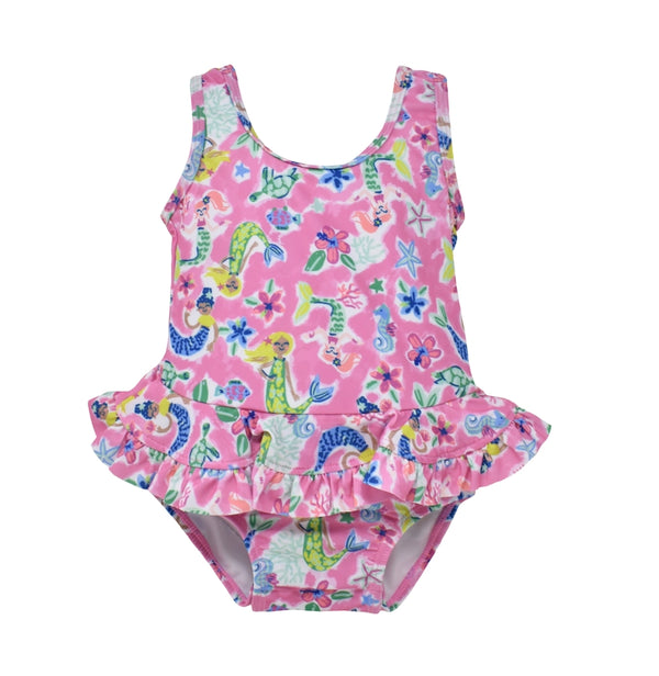 Flap Happy Girls Infants Swimsuit Swim Hat Mermaids Sea Ocean Turtles Starfish The Plaid Giraffe Childrens Boutique
