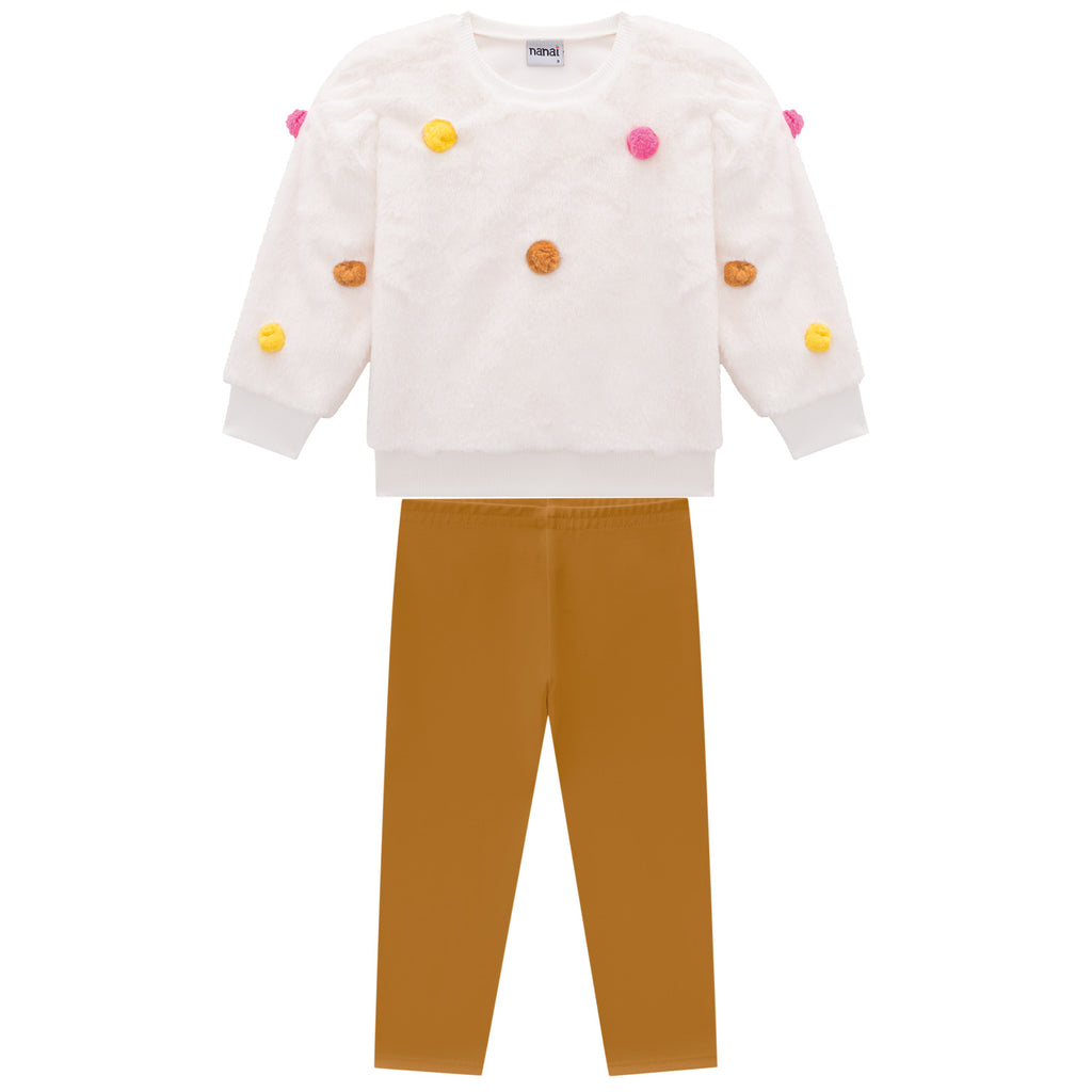 Nanai Girls Infants Toddlers Kids Juniors Faux Fur Top Leggings Pom Poms The Plaid Giraffe Children's Boutique