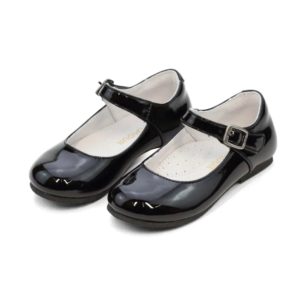 L'Amour Shoes Angel Girls Boys Infants Toddlers Kids Juniors Patent Leather Black Flats Special Occasions Holidays Christmas Celebrations The Plaid Giraffe Children's Boutique