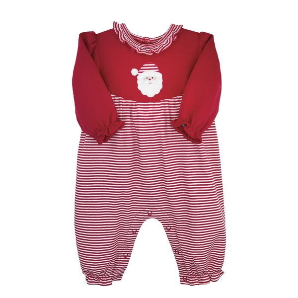 Petit Ami Boys Girls Unisex Infants Toddlers Romper Stripes Santa Christmas Holiday 100% Cotton The Plaid Giraffe Childrens Boutique