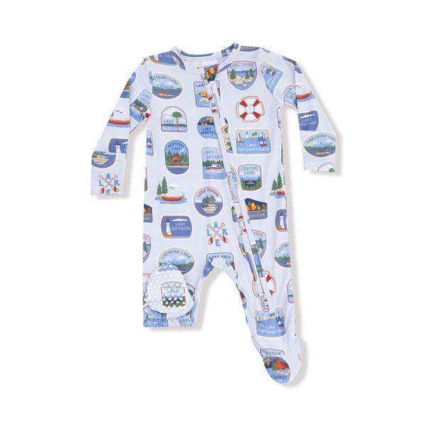 Angel Dear Girls Boys Infants Toddlers Kids Footie Sleeper Sleepwear Nightwear Two-way Zipper United States Lakes Stickers Badges Bamboo The Plaid Giraffe Children's Boutique