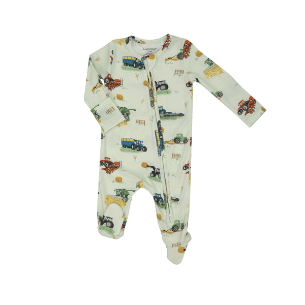 Angel Dear Boys Infants Footie Sleeper Sleepwear Nightwear Farm Machinery Tractor Combine Hay Baler Bamboo The Plaid Giraffe Childrens Boutique