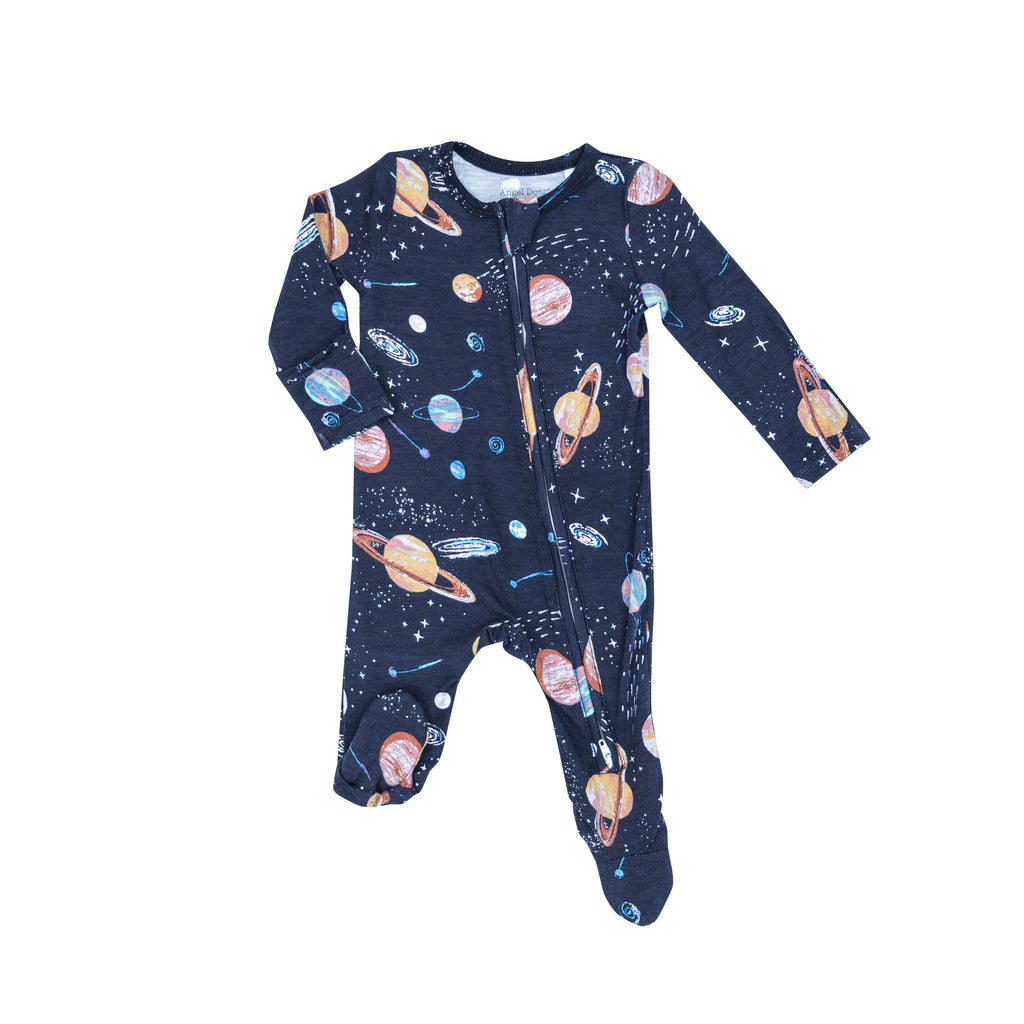 Angel Dear Boys Infants Footie Sleeper Sleepwear Nightwear Solar System Planets Space Bamboo The Plaid Giraffe Childrens Boutique