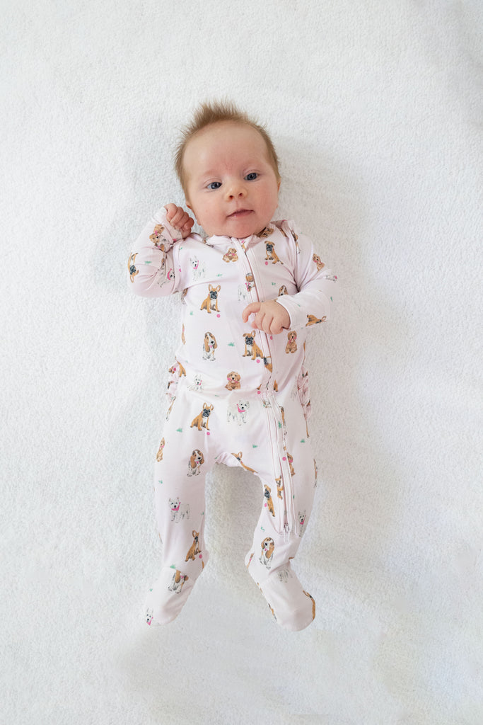 Angel Dear Girls Boys Unisex Infants Toddlers Kids Bestie Dogs Footie Sleeper Sleepwear Nightwear Bamboo Two-way Zipper Pets Dogs The Plaid Giraffe Children's Boutique