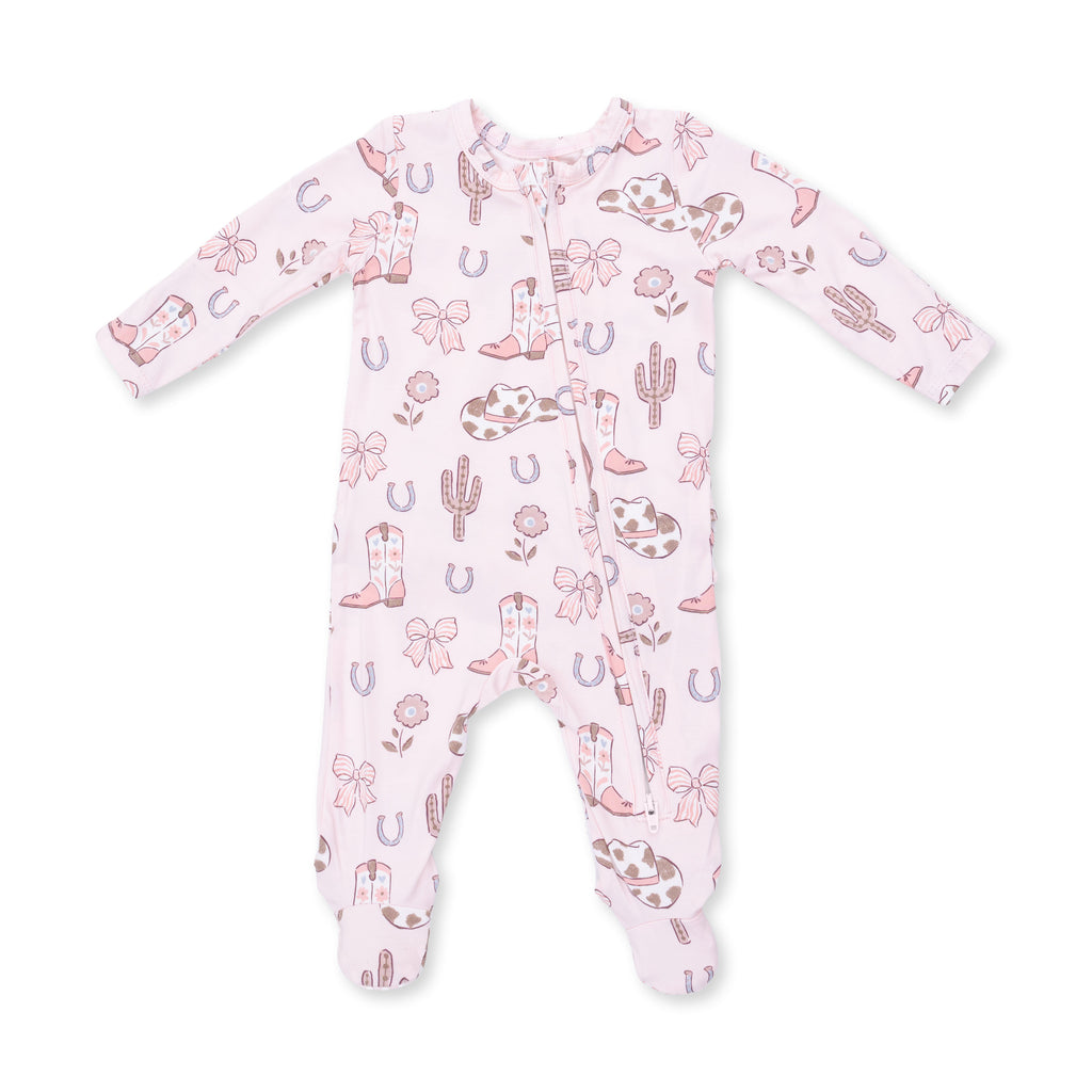 Angel Dear Girls Boys Unisex Infants Toddlers Kids Sports Cowgirl Boots and Bows Footie Sleeper Sleepwear Nightwear Bamboo Two-way Zipper Cowgirl Boots Hats Horseshoe Cactus The Plaid Giraffe Children's Boutique