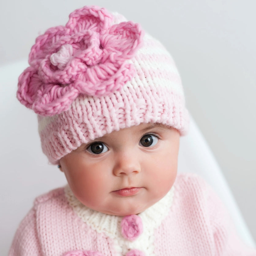 Huggalugs Girls Boys Unisex Infants Toddlers Kids Juniors Knit Parfait Pink Ziggy Knit Hat The Plaid Giraffe Children's Boutique