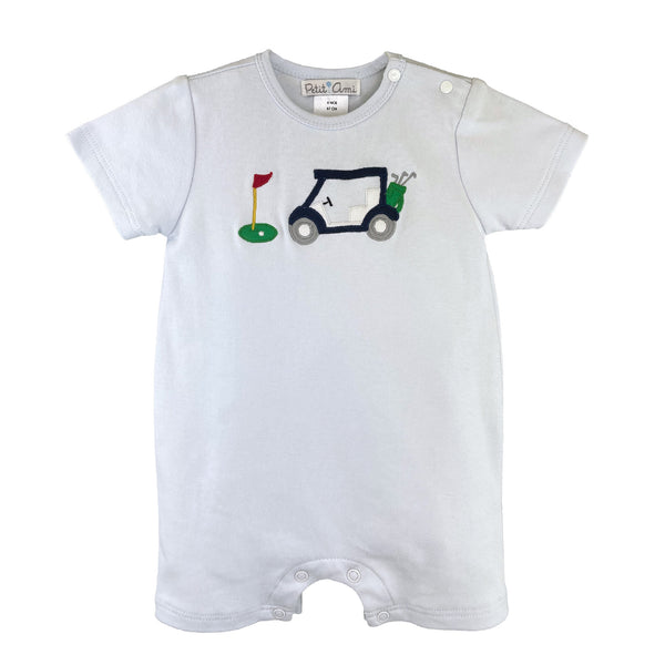 Petit Ami Boys Infants Romper Golf Sports 100% Cotton The Plaid Giraffe Childrens Boutique