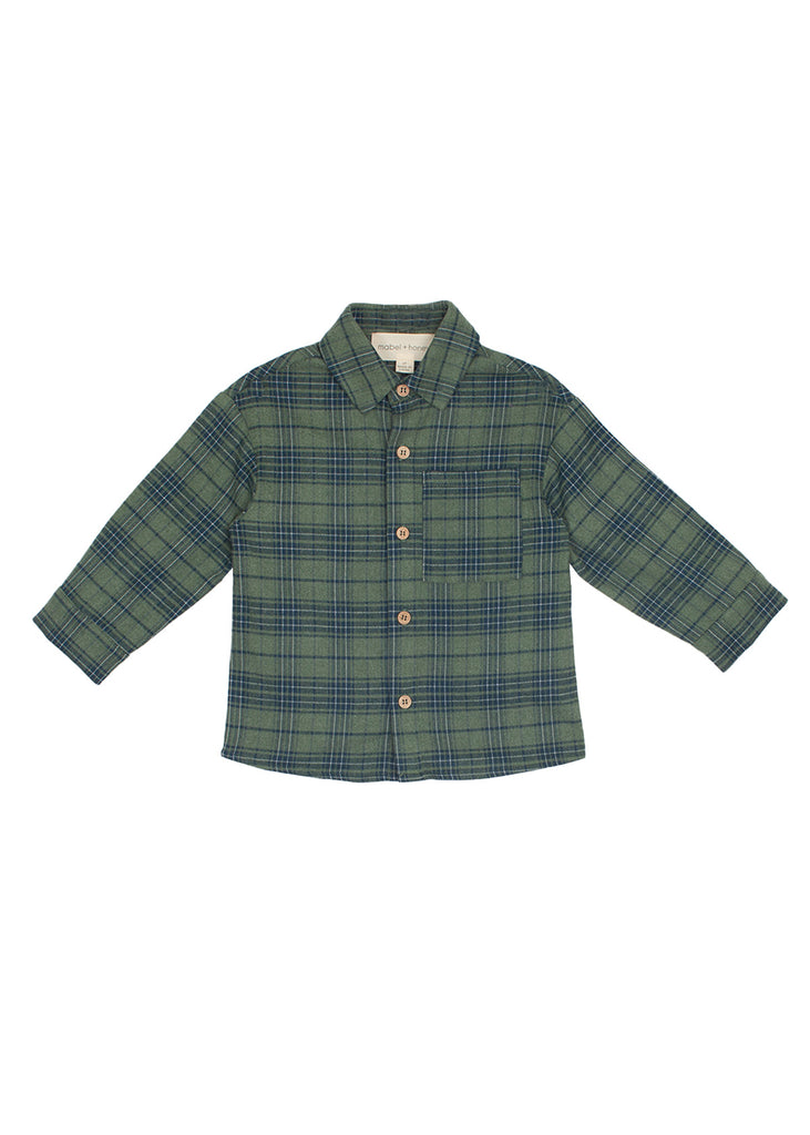 Good *Well Dressed Wolf* Easter Grass Boys Green Plaid Shirt, 10