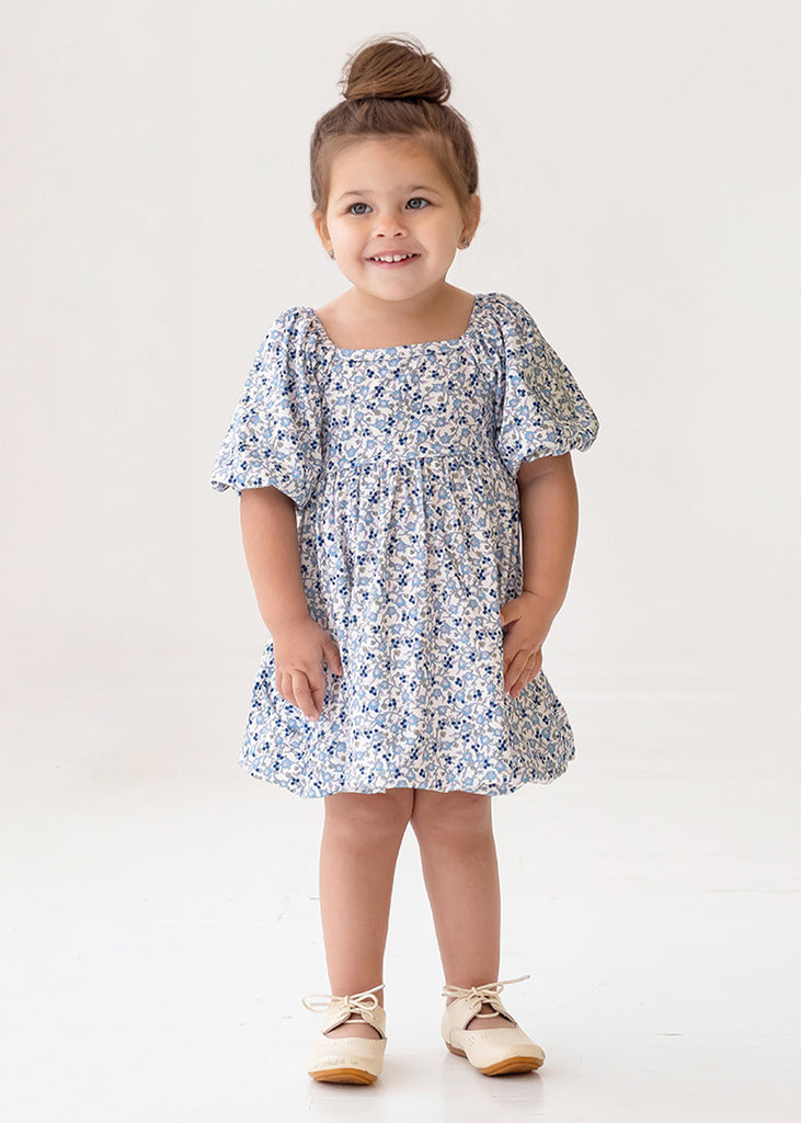 Mabel and Honey Girls Infants Toddlers Kids Juniors Dress Blue Bell Flowers Floral The Plaid Giraffe Childrens Boutique