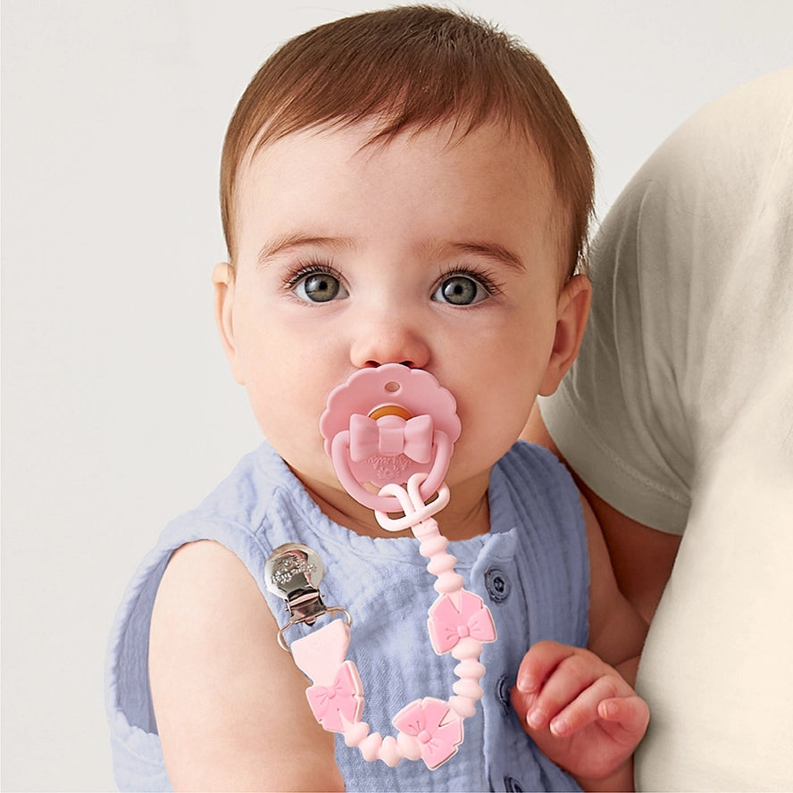 Itzy Ritzy Girls Boys Unisex Infants Toddlers Pacifier Strap Clip Bows Silicone The Plaid Giraffe Children's Boutique