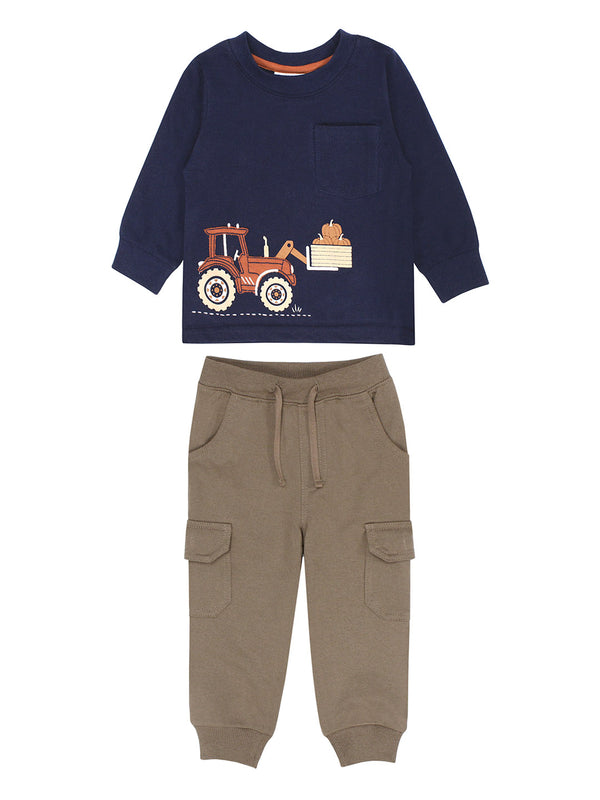 Minibamba Boys Infants Shirts Pants Tractors Pumpkins Fall Harvest 100% Cotton The Plaid Giraffe Childrens Boutique