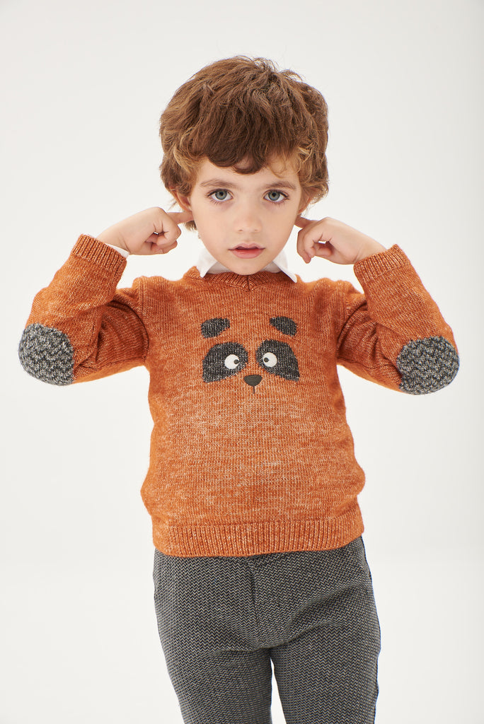 Boboli Boys Infants Toddlers Sweater Raccoon V Neck The Plaid Giraffe Childrens Boutique