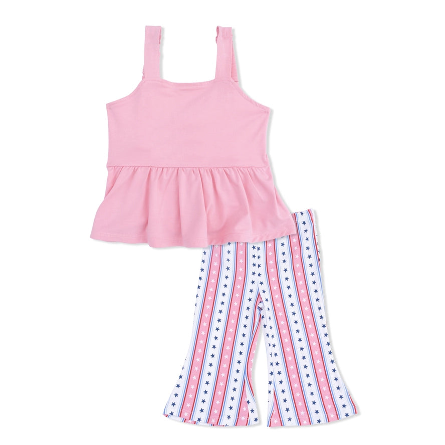 Angel Dear Boys Girls Infants Toddlers Kids Peplum Tank Top Smocking Bell-bottom Pants Stars Stripes Holiday Fourth of July Memorial Day Bamboo The Plaid Giraffe Children's Boutique