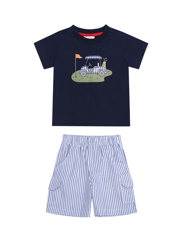 CR Sports Boys Infants Toddlers Kids Juniors T-Shirt Shorts Golf Sports Stripes 100% Cotton The Plaid Giraffe Childrens Boutique