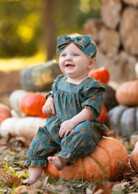 Mabel and Honey Girls Infants Toddlers Kids Juniors Autumn Ivy Romper Flowers Floral Back To School 100% Cotton The Plaid Giraffe Children's Boutique
