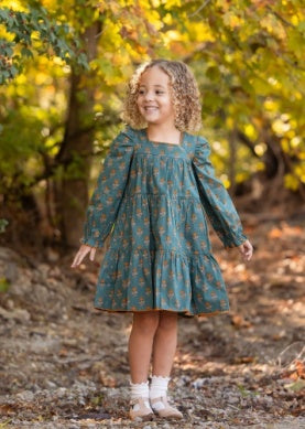 Mabel and Honey Girls Infants Toddlers Kids Juniors Autumn Ivy Dress Flowers Floral Back To School 100% Cotton The Plaid Giraffe Children's Boutique
