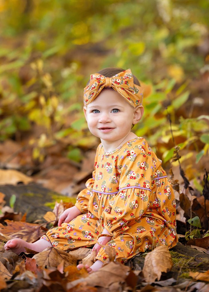 Mabel and Honey Girls Infants Toddlers Kids Juniors Olivia Romper Flowers Floral Back To School The Plaid Giraffe Children's Boutique