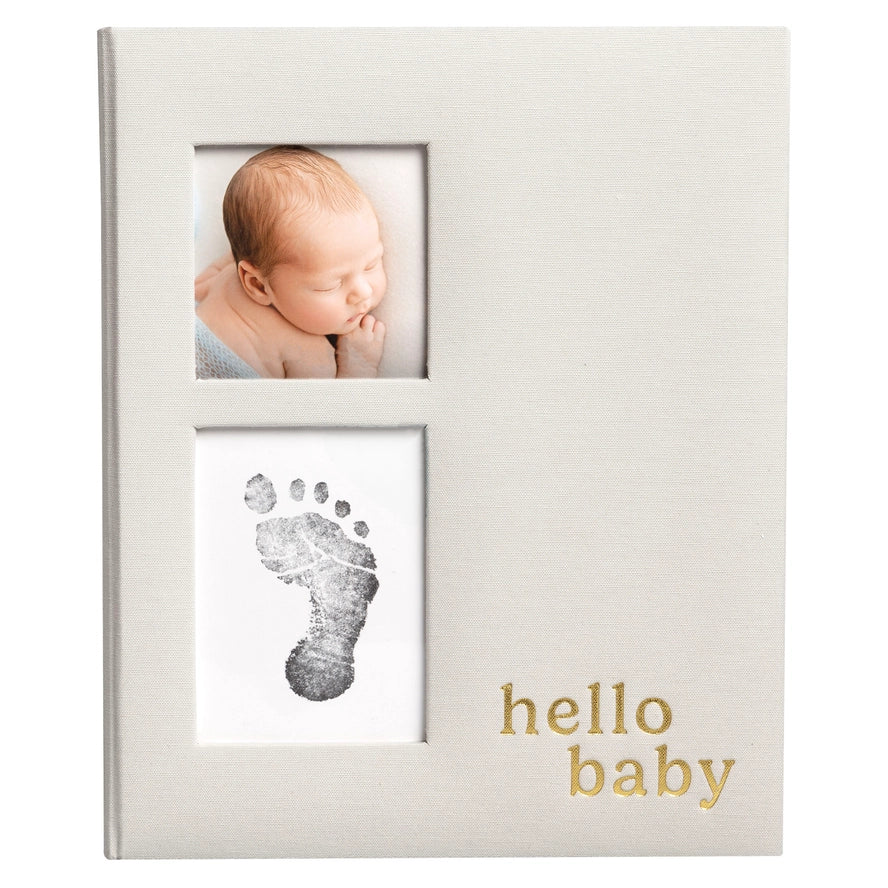 Pearhead Infants Toddlers Kids Juniors Hello Baby Linen Unisex Baby Memory Book Gifts Baby Shower The Plaid Giraffe Children's Boutique