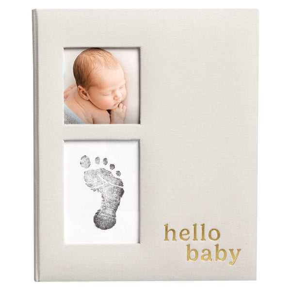 Pearhead Infants Toddlers Kids Juniors Hello Baby Linen Unisex Baby Memory Book Gifts Baby Shower The Plaid Giraffe Children's Boutique