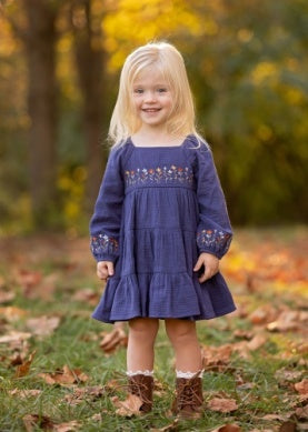 Mabel and Honey Girls Infants Toddlers Kids Juniors Clara Dress Tiered Embroidered Flowers Back To School The Plaid Giraffe Children's Boutique