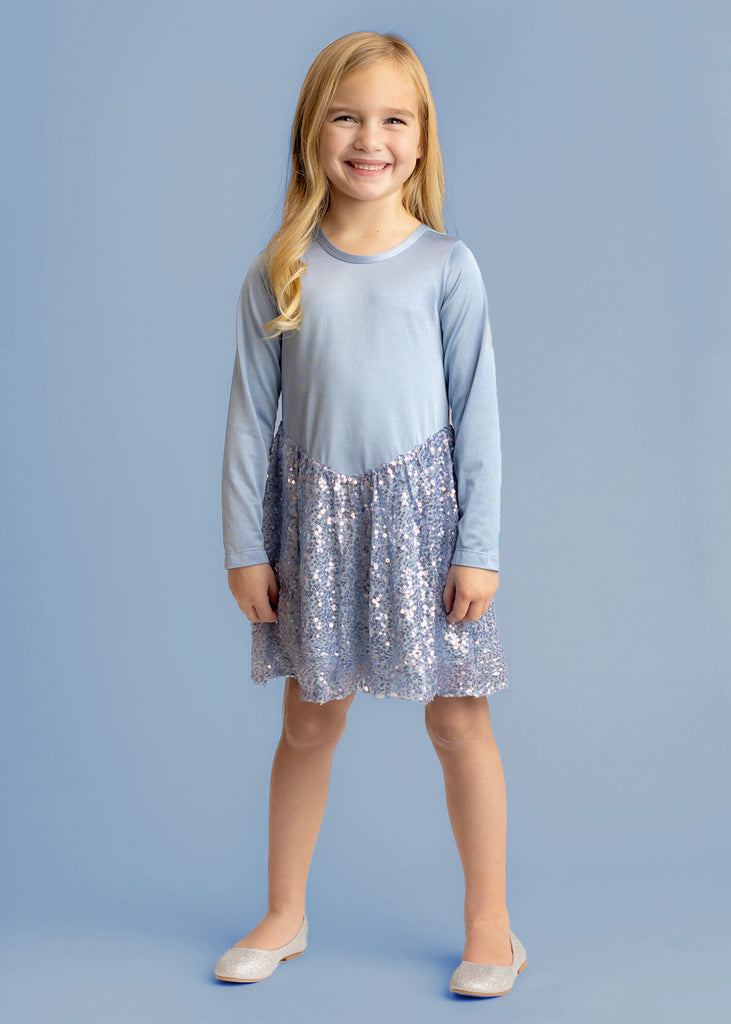 Girls L/S Starry Blue Dress
