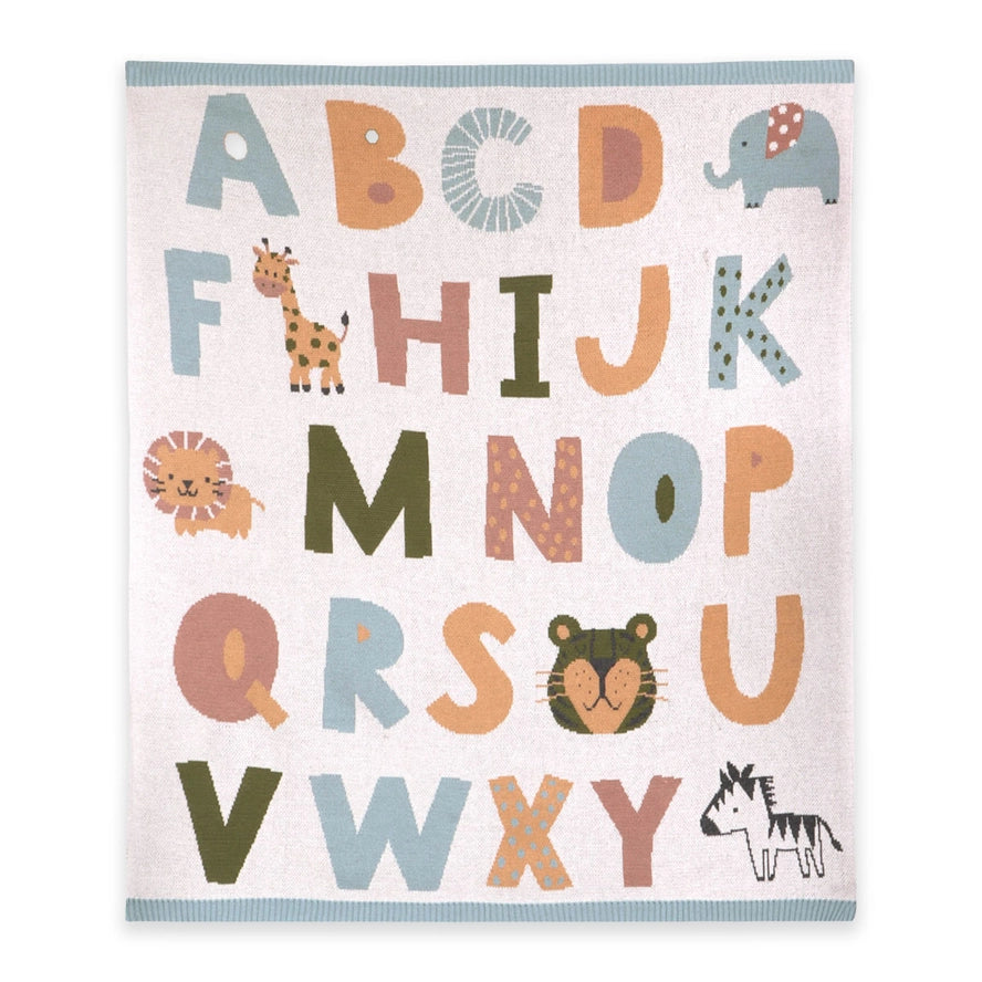 Viverano Organics Boys Girls Infants Toddlers Kids Juniors Blanket Alphabet Giraffes Lions Tigers Zebras Elephants Learning Jungle Animals 100% Organic Cotton The Plaid Giraffe Children's Boutique