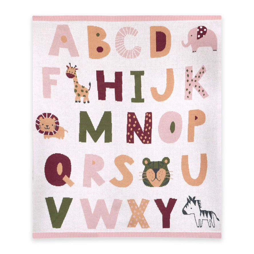 Viverano Organics Boys Girls Infants Toddlers Kids Juniors Blanket Alphabet Giraffes Lions Tigers Zebras Elephants Learning Jungle Animals 100% Organic Cotton The Plaid Giraffe Children's Boutique