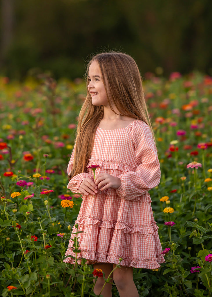 Girls Rosie Posie Check Dress