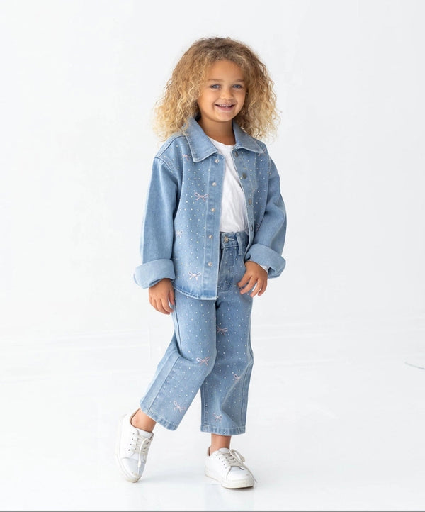 Girls Rhinestone Denim Jacket