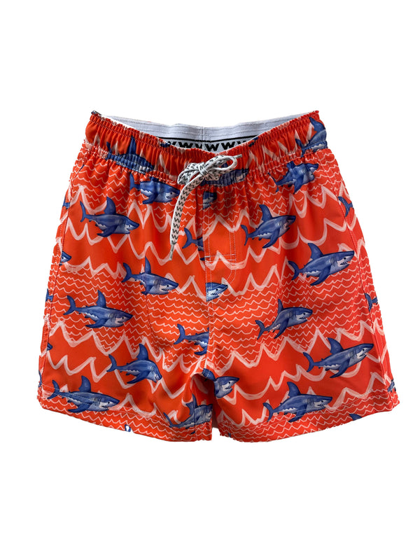 Wes & Willy Boys Toddlers Kids Juniors Swimsuit Swim Trunks Swimwear Sharks Contains Recycled Materials The Plaid Giraffe Childrens Boutique