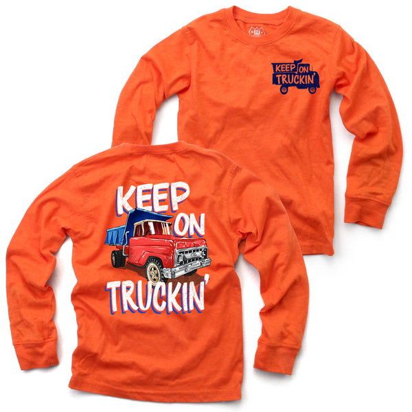 Wes and Willy Boys Toddlers Kids Juniors T-Shirt Trucks Keep On Truckin The Plaid Giraffe Childrens Boutique