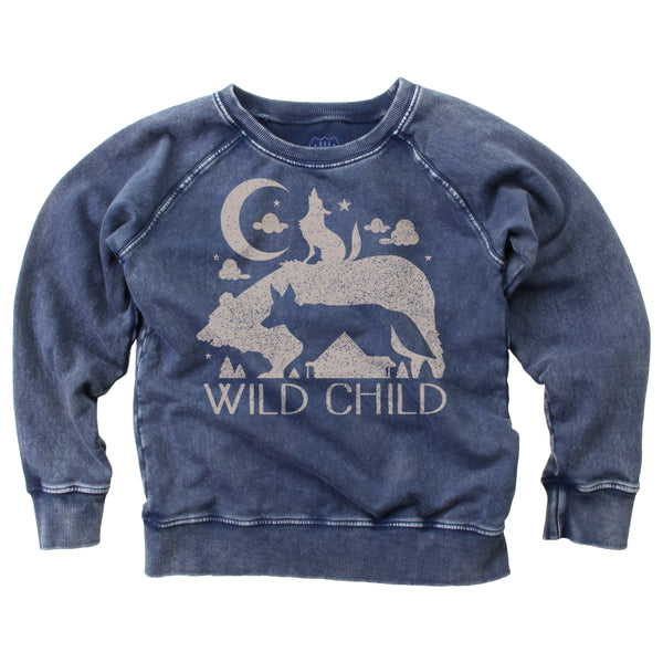 Wes & Willy Boys Infants Toddlers Kids Juniors Long Sleeve T-Shirt Wild Child Moon Wolf Forest Animals 100% Organic Cotton The Plaid Giraffe Children's Boutique