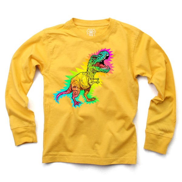 Wes & Willy Boys Infants Toddlers Kids Juniors Long Sleeve T-Shirt Dinosaurs T-Rex 100% Cotton The Plaid Giraffe Children's Boutique