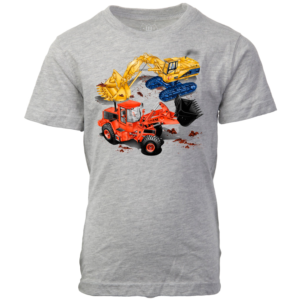 Wes and Willy Boys Infants Toddlers Kids Juniors T-Shirt Construction Equipment Backhoe Crane The Plaid Giraffe Children's Boutique
