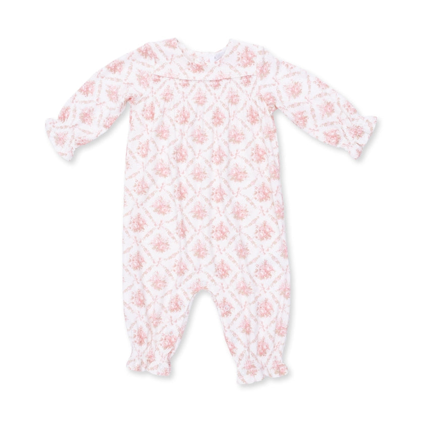 Girls Rose Bow Lattice Romper