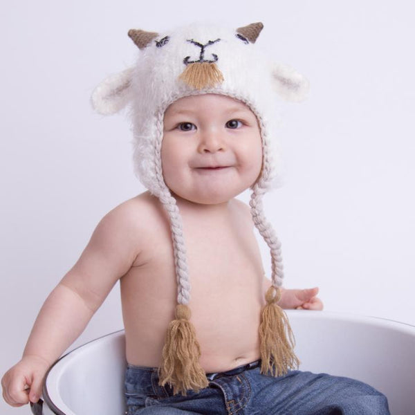 Huggalugs Boys Girls Unisex Infants Toddlers Kids Hats Knit Fuzzy Goat Earflaps The Plaid Giraffe Childrens Boutique