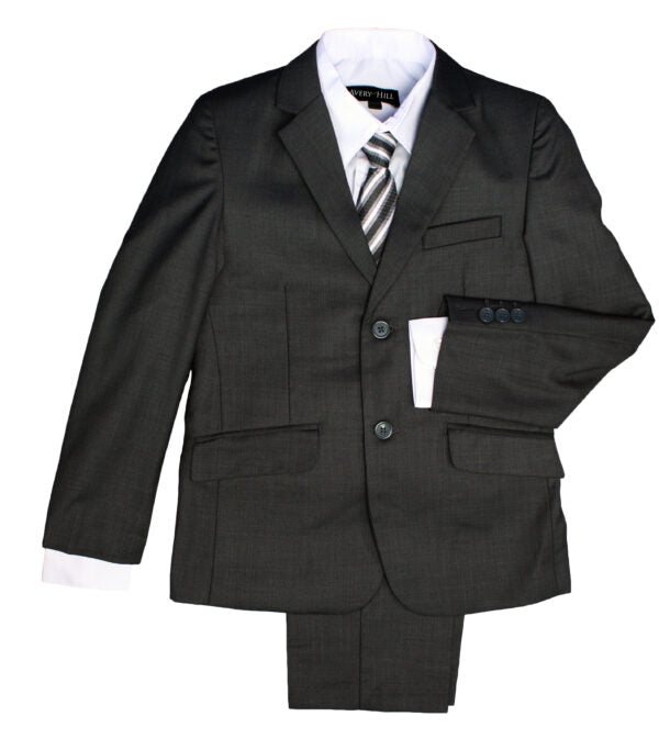 Boys 5 Piece Charcoal Dress Suit, Charcoal / 14 / JBD