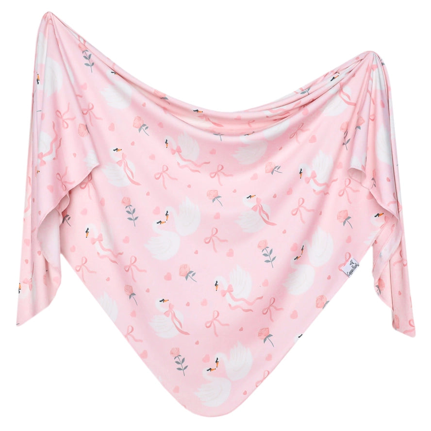 Copper Pearl Girls Boys Unisex Infants Toddlers Kids Junior Women's Adelia Headband Footie Sleeper Sleepwear Nightwear Two-way Zipper Pajamas Swaddle Swans Roses Flowers Bows The Plaid Giraffe Children's Boutique