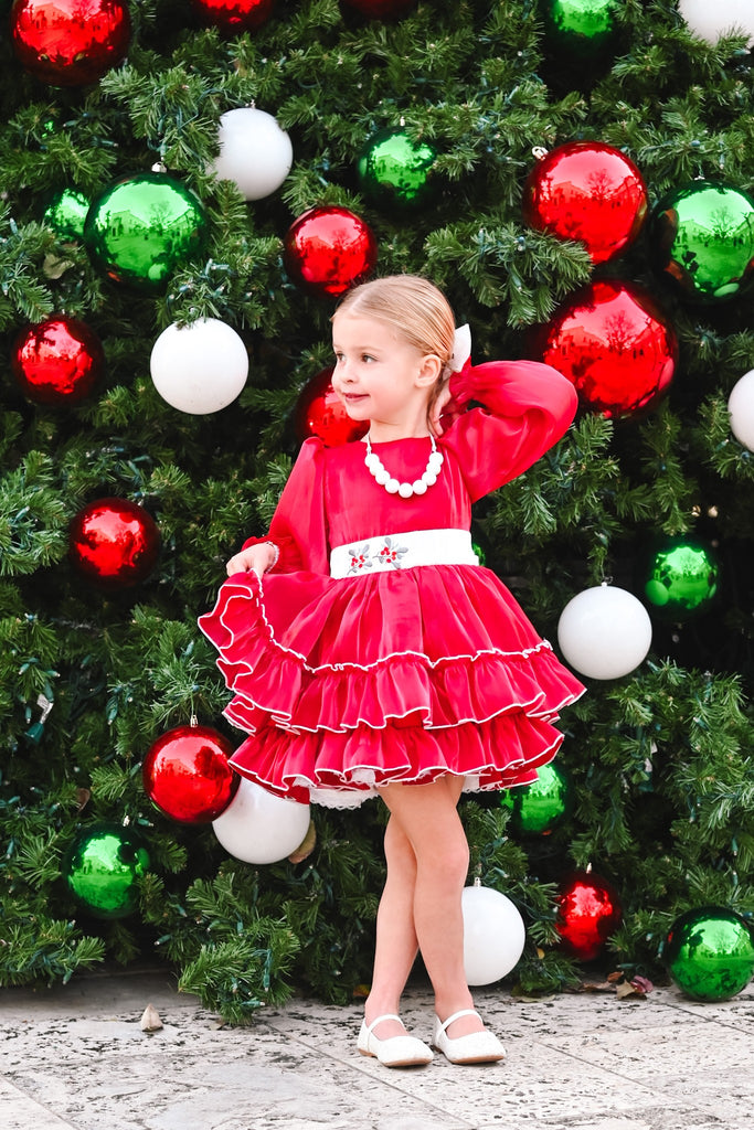 Girls Aletta L/S Dress, Red / 6 / KGD Girls Aletta L/S Dress, Red / 6 / KGD