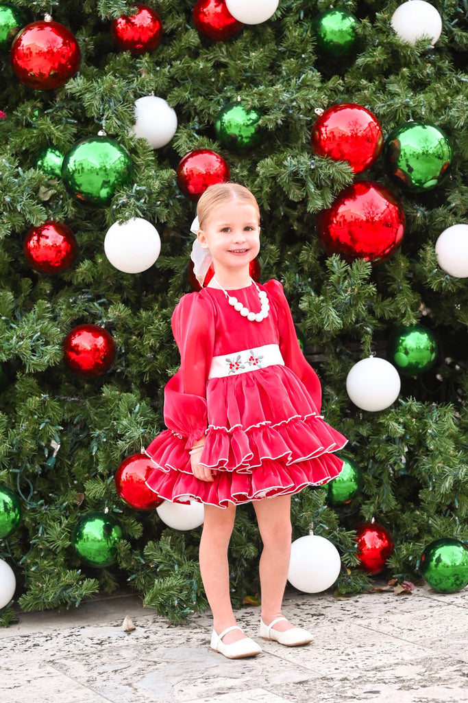 Girls Aletta L/S Dress, Red / 6 / KGD