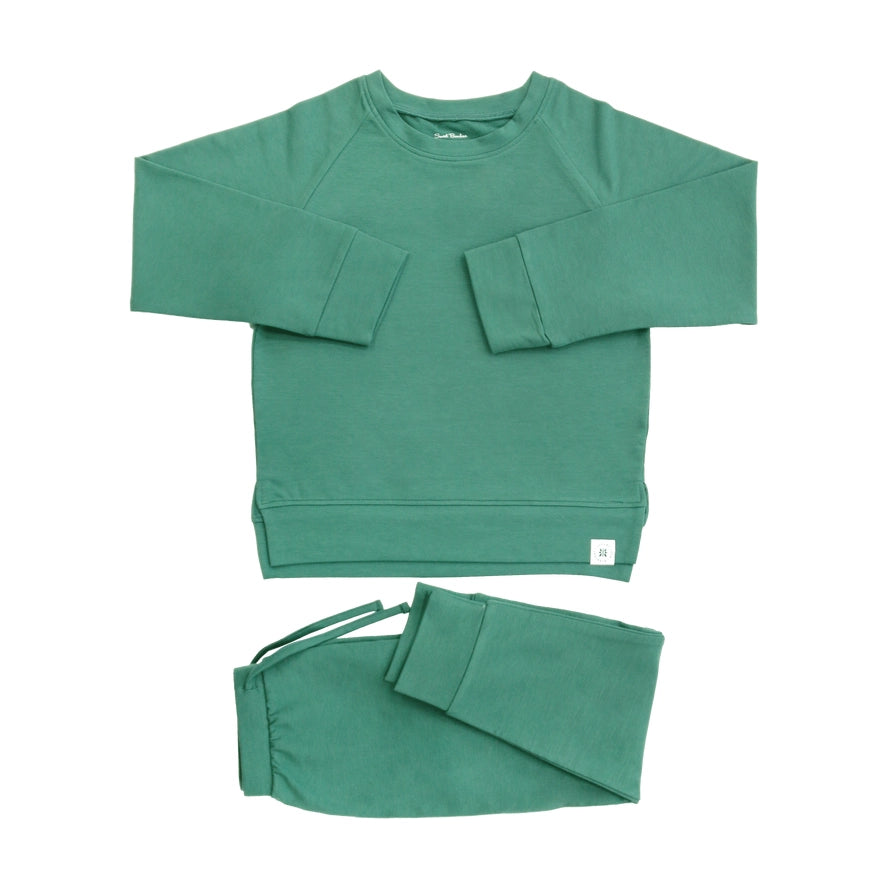 2 Piece Boys Alpine Green Crew Neck Jogger Set