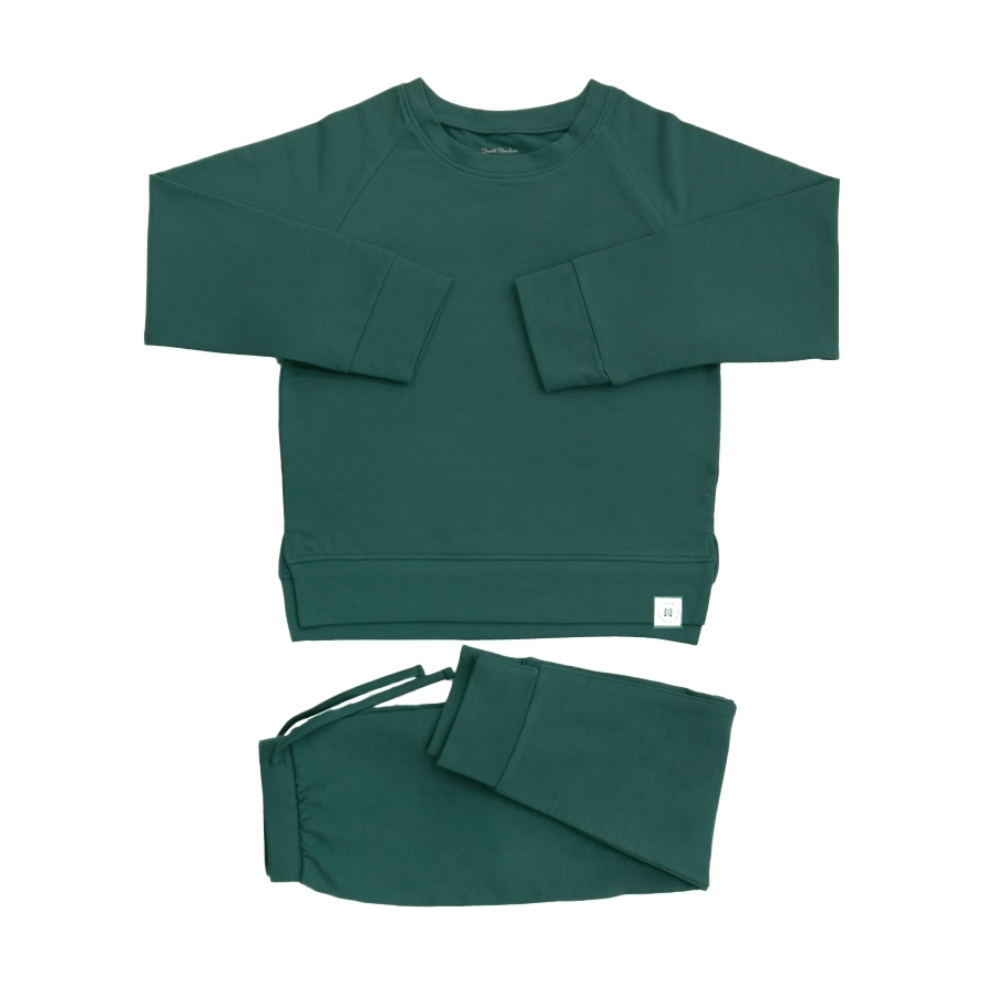 2 Piece Boys Alpine Green Crew Neck Jogger Set