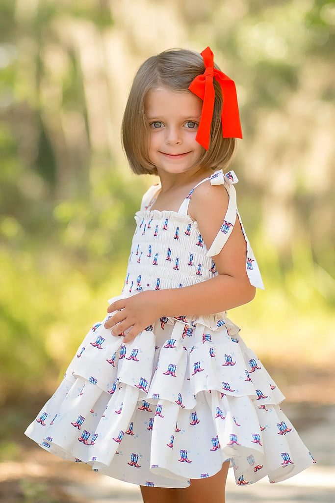 Girls Americana Dress, White/Red/Blue / 10 / JGD