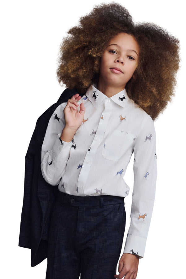 Appaman Boys Girls Unisex Toddlers Kids Juniors Long Sleeve Shirt Scotty Dogs Puppies 100% Cotton The Plaid Giraffe Children's Boutique