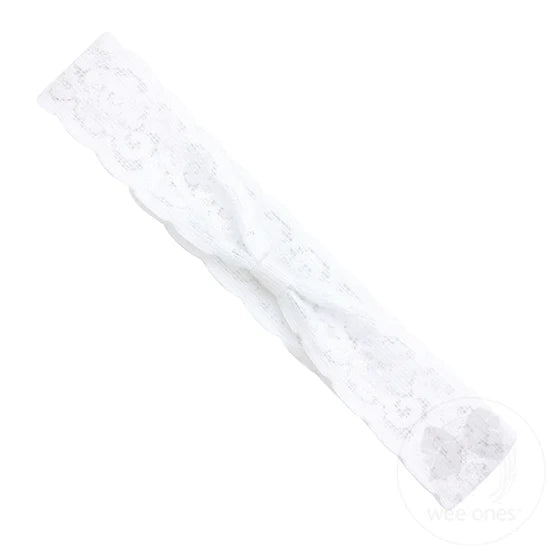 Wee Ones Girls Infants Toddlers Lace Headband Stretchy Add-a-bow The Plaid Giraffe Children's Boutique