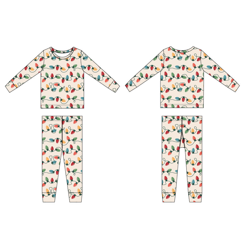 Sweet Bamboo Girls Boys Unisex Infants Pajamas Sleepwear Nightwear Christmas Lights Holiday The Plaid Giraffe Childrens Boutique